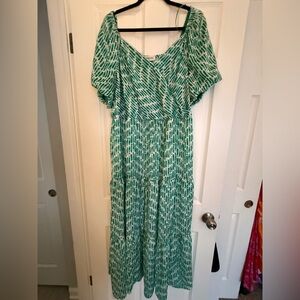 Impressions Teal and White Printed Maxi Dress